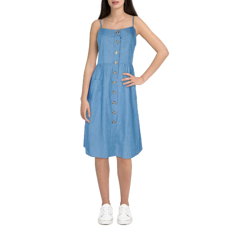 mySTYLE Women's Festival Button Denim Dress Tunics Lace romantic
