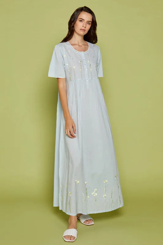 Nightdress Floralia Blue Shift Classic Vintage