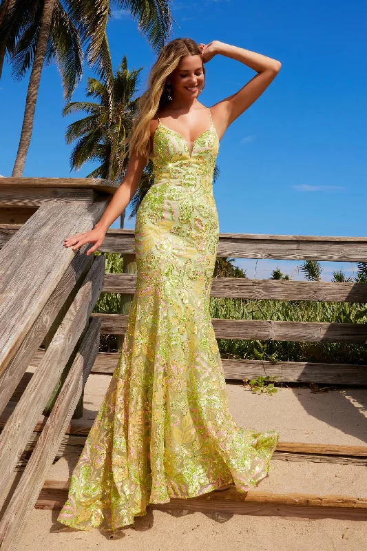 Nox Anabel -Q1540 V-Neck Sequin Applique Prom Mermaid Dress Tunics Bestseller popular