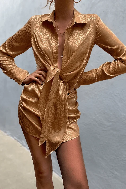 Pacifica Shirt Dress - Caramel Casual Short Summer