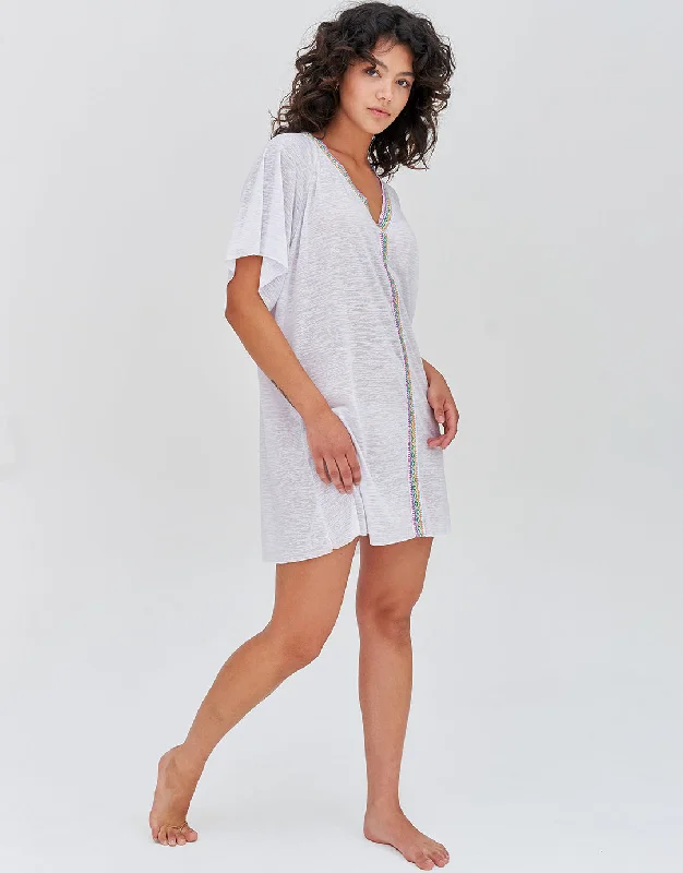 Mini Abaya Dress - White Tunics Cozy soft