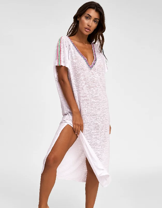V Back Dress - White Tunics Floral girly