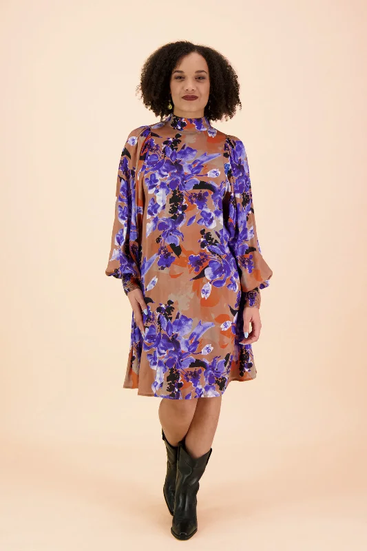 Puff Dress Iris Brown/Purple Tunics Designer luxury