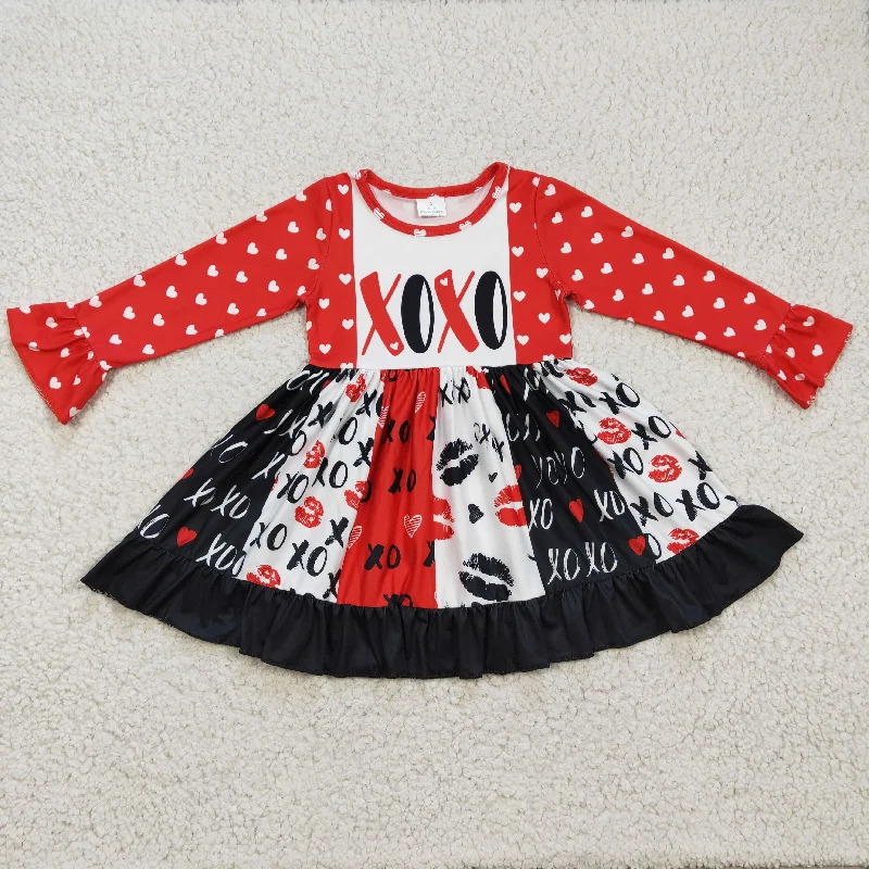 Red heart valentine's day baby twirl dress Tunics Versatile functional