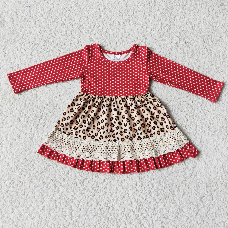 red polka dots leopard print dress Tunics Running lightweight