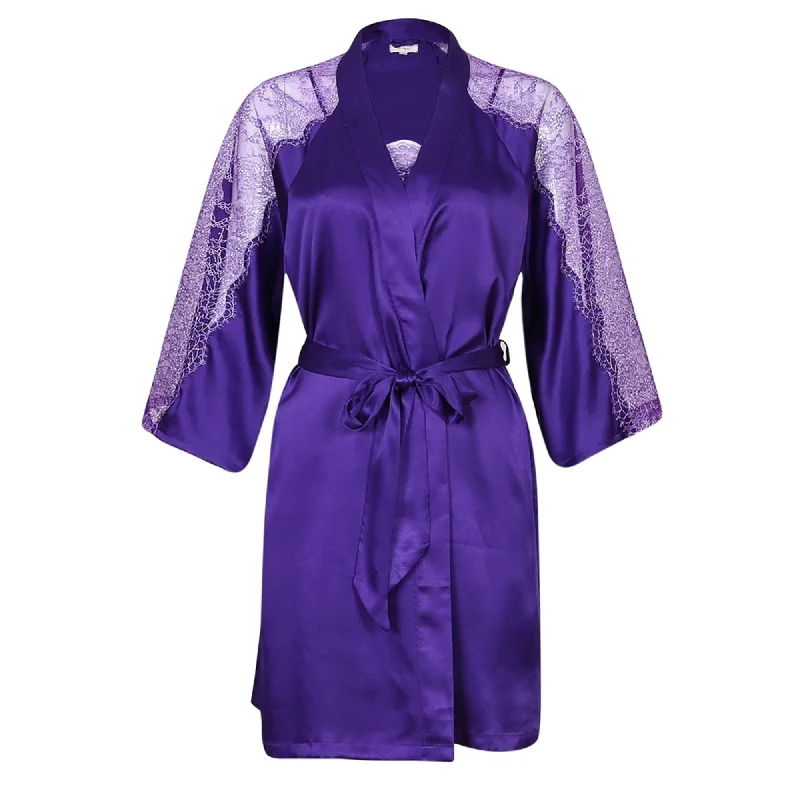 RH 2 Piece Set Robe Women Cami Sexy PJ Nightdress Satin Lace Lingerie RHW2591 Crew Neckline Casual