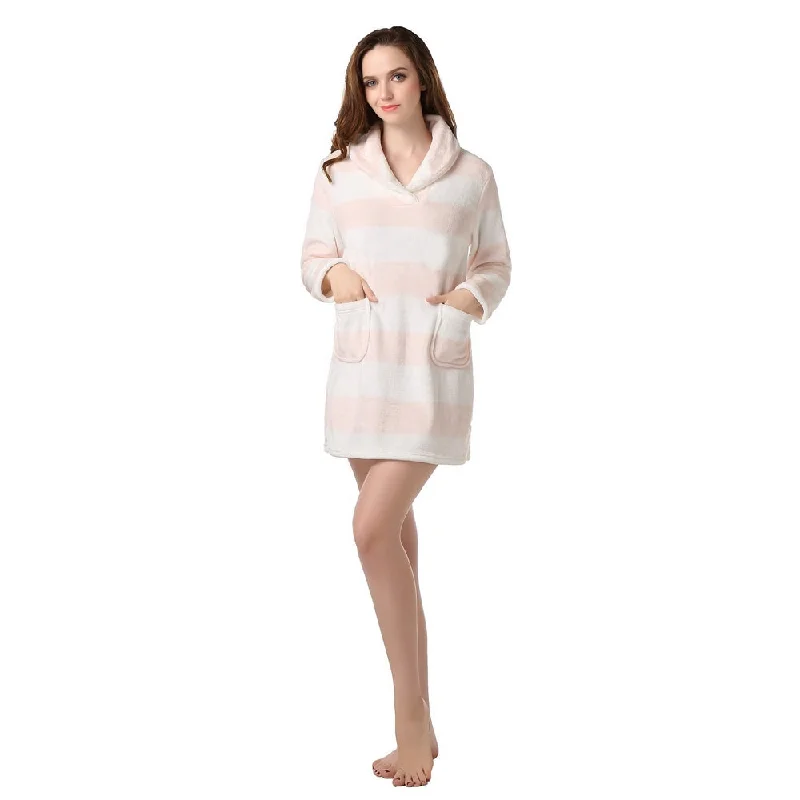 RH Nightdress Pajama Collared Dress Women Plaid Fleece Cozy Housewear RHW2315 Tunics Sophisticated sleek