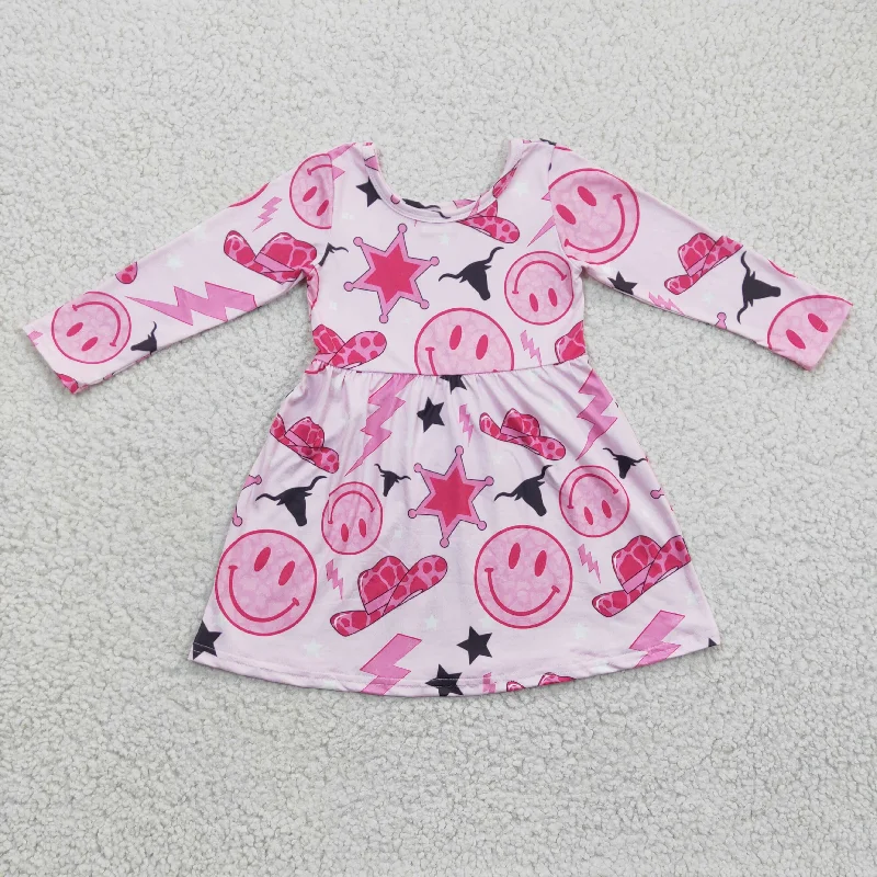 Smile face pink girls western dress Shift Classic Vintage