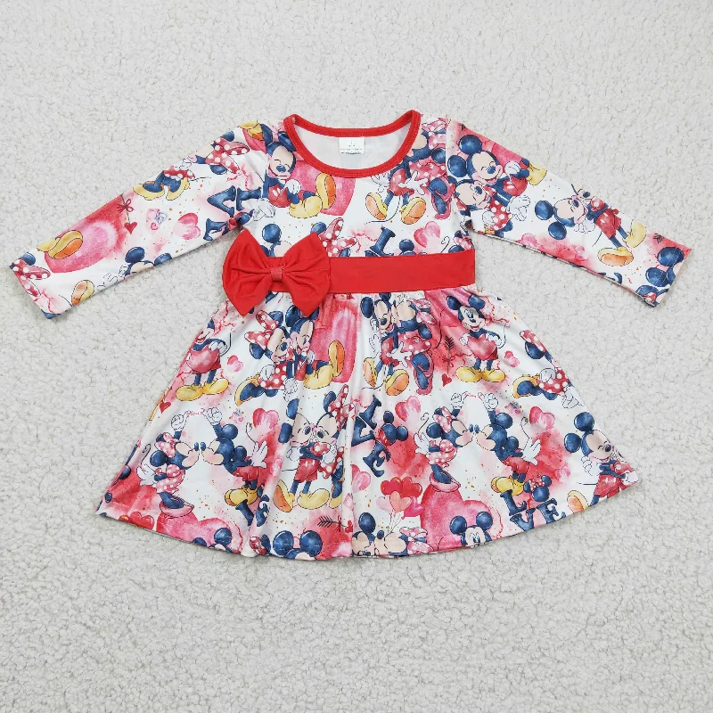 Valentine's day baby boutique clothes kids cartoon dress Casual Short Summer