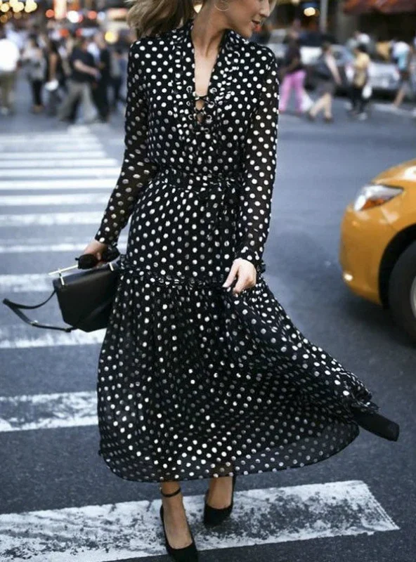 WOMEN AUTUMN SPRING LONG SLEEVE STRIPE MAXI DRESSES Tunics New arrival